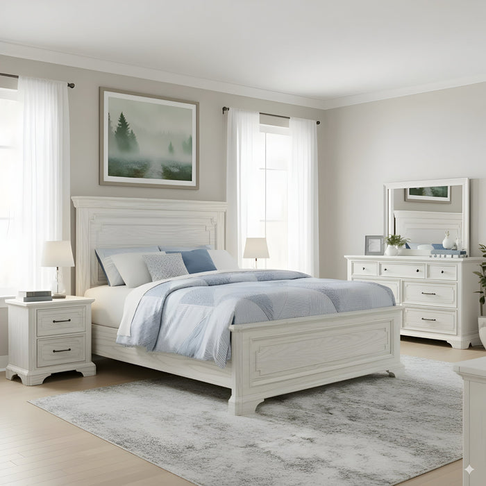 Alpine Furniture Clara Panel Bed, White Mist