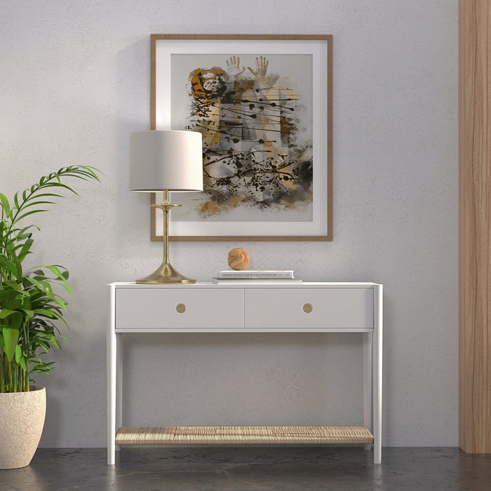 Alpine Furniture Cleo Console Table, Coconut Milk