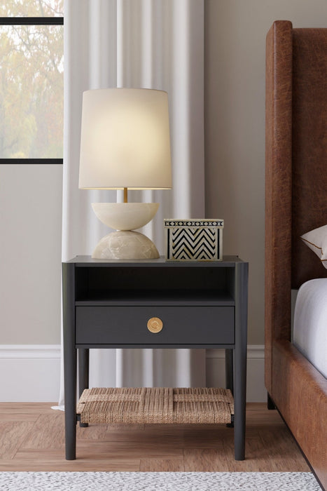 Alpine Furniture Cleo Nightstand, Charcoal Gray