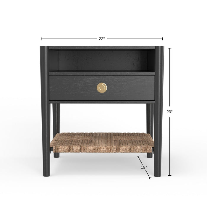 Alpine Furniture Cleo Nightstand, Charcoal Gray