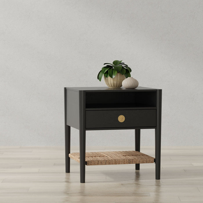 Alpine Furniture Cleo Nightstand, Charcoal Gray