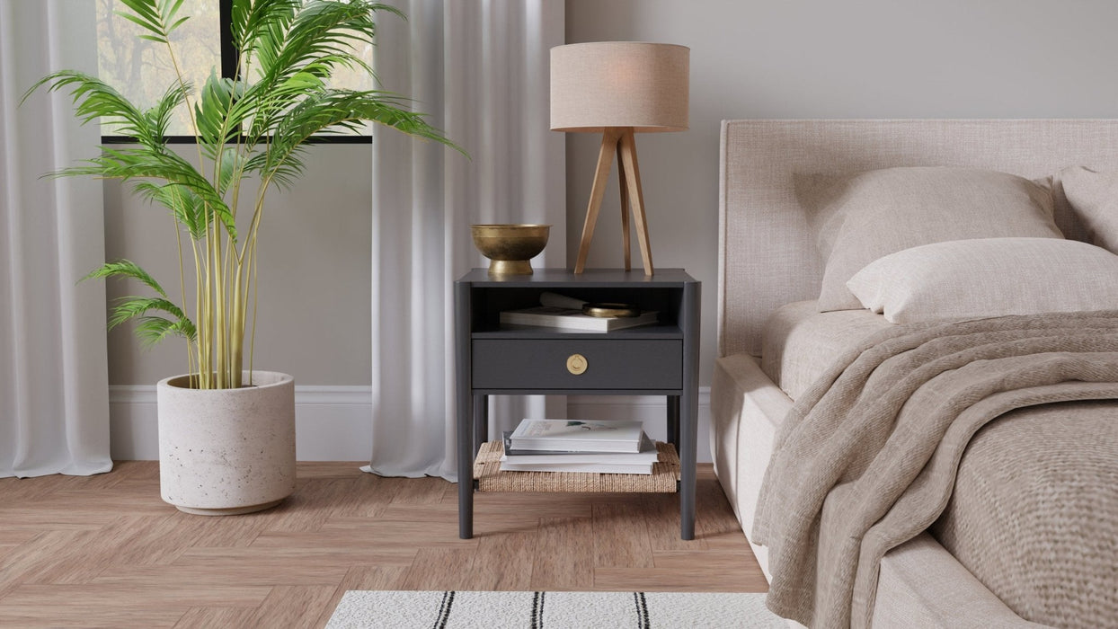 Alpine Furniture Cleo Nightstand, Charcoal Gray