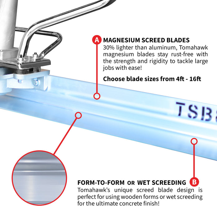 Tomahawk PRO Series Honda Power Screed Single Magnesium Blade Bundle (Choose 4ft, 6ft, 8ft, 10ft, 12ft, 14ft... - Features