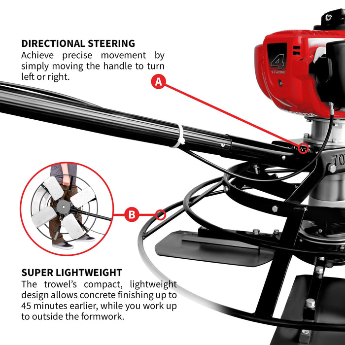 Tomahawk Power 30" Portable Honda Concrete Power Trowel with 18ft Bull Float Handle GX35 - Product Image 8