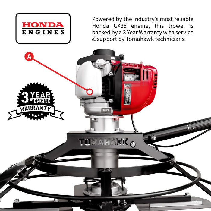 Tomahawk Power 30" Portable Honda Concrete Power Trowel with 18ft Bull Float Handle GX35 - Product Image 6