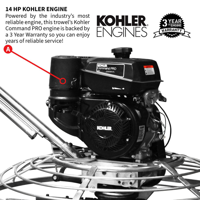 Tomahawk Power 46" Concrete Power Trowel 14HP Kohler Float Pan Screed Edge Cement Finishing Tool - Product Image 5