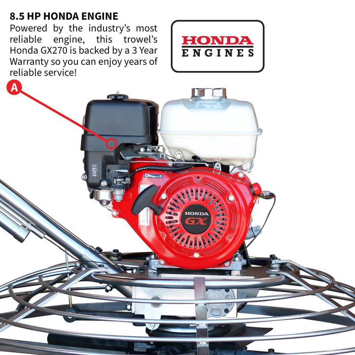 Tomahawk Power 46" Concrete Power Trowel 8.5HP Honda Combo Blades and Float Pan Cement Finishing Tool - Product Image 5