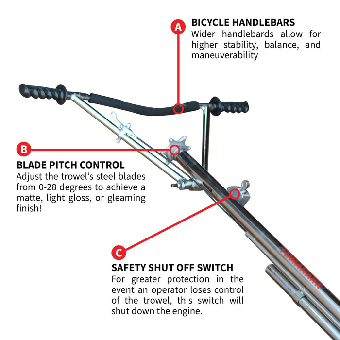 Tomahawk Power 46" Concrete Power Trowel 8.5HP Honda Combo Blades and Float Pan Cement Finishing Tool - Product Image 7