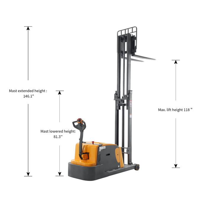 Xilin CPD15W-II-118 counterbalanced stacker side profile view