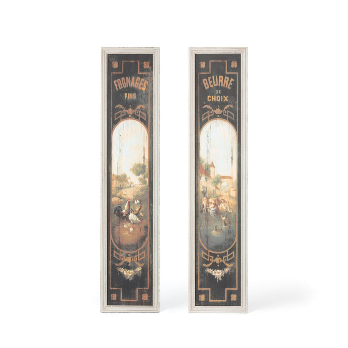 Park Hill Collection French Butter & Cheese Signs on Wood - Charming Vintage Decor Set of 2 for Rustic Kitchens - Detail View