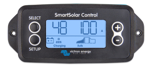 Victron SmartSolar Pluggable Display - Victron SmartSolar Pluggable Display showing screen and button controls front view