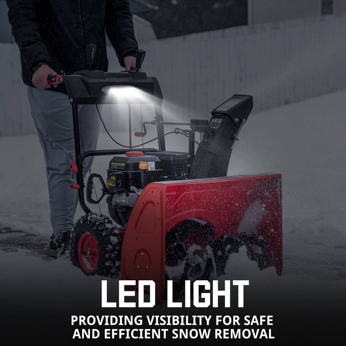 PowerSmart 24'' 212cc Two Stage Self-Propelled Gas Snow Blower w/ Electric Start & Heated Handle DB7108B
