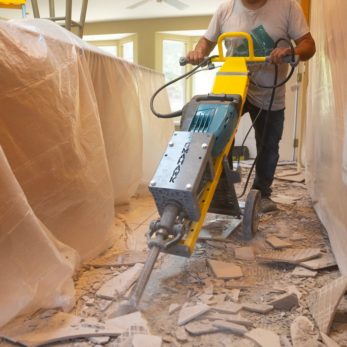 Tomahawk Demo Hammer Trolley – Heavy-Duty Universal Jackhammer Support Anti-Vibration Ergonomic Design for... - Side View