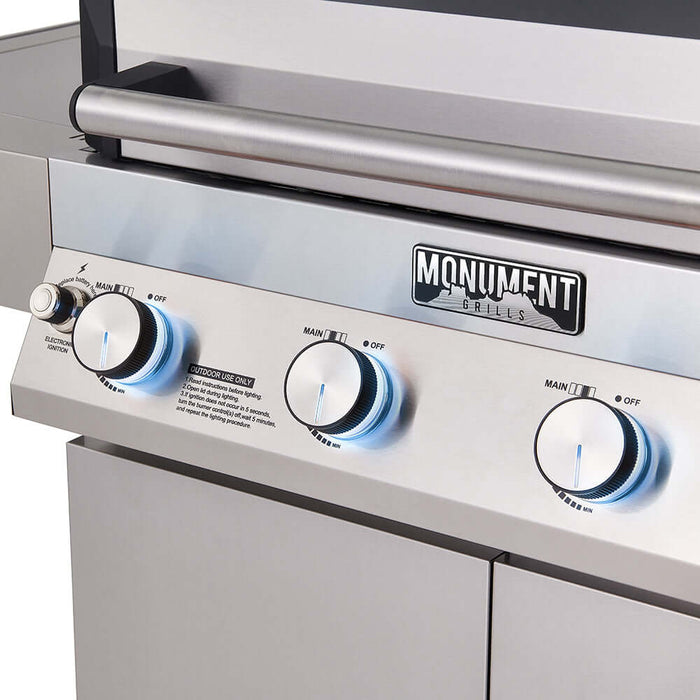 Monument Grills Denali 405 | Stainless Smart Tech Propane Gas Grill 4 Burner Grill - Lifestyle View