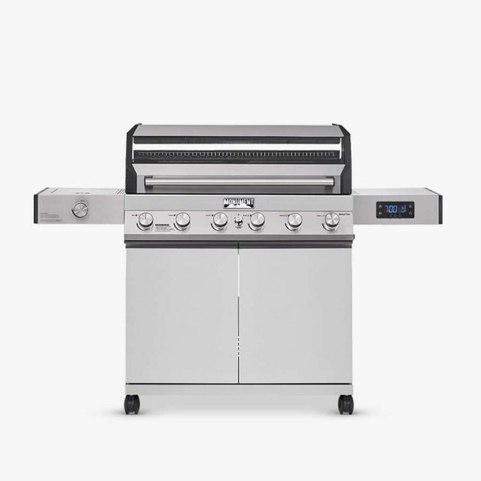 Monument Grills Denali 605 | Stainless Smart Tech Natural/Propane Gas Grill 6 Burner Grill