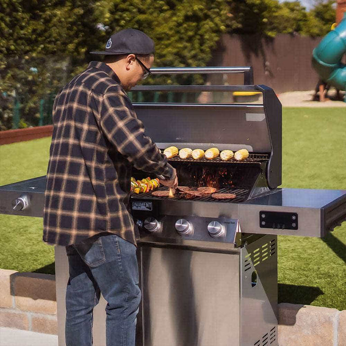 Monument Grills Denali 605 | Stainless Smart Tech Natural/Propane Gas Grill 6 Burner Grill - Side View