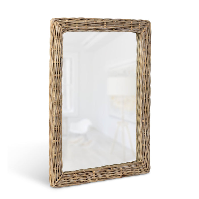 Park Hill Collection Muriel Rattan Mirror - Natural Elegance in Rattan & Glass, 41"L x 33"H, Perfect for Home Décor