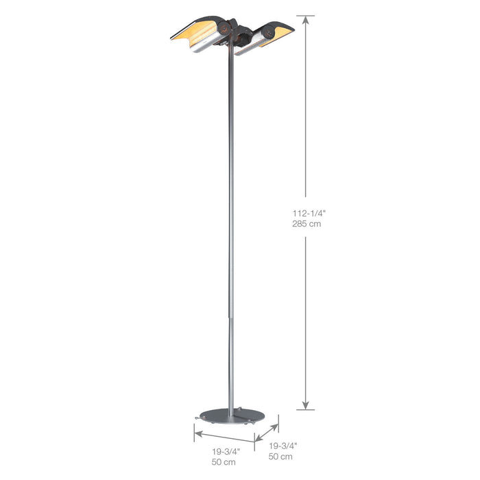 Indoor/Outdoor Electric Infrared Heater Permanent Location Floor Stand | DSHSTAND - angle view