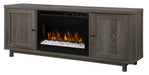 Jesse 65-Inch Electric Fireplace and Glass Ember Bed in Iron Mountain Grey with 26-Inch Media Console (GDS26G8-1908IM) - detail close-up