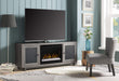 Jesse 65-Inch Electric Fireplace and Glass Ember Bed in Iron Mountain Grey with 26-Inch Media Console (GDS26G8-1908IM) - front view