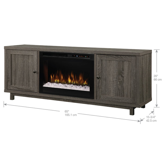 Jesse 65-Inch Electric Fireplace and Glass Ember Bed in Iron Mountain Grey with 26-Inch Media Console (GDS26G8-1908IM) - back view