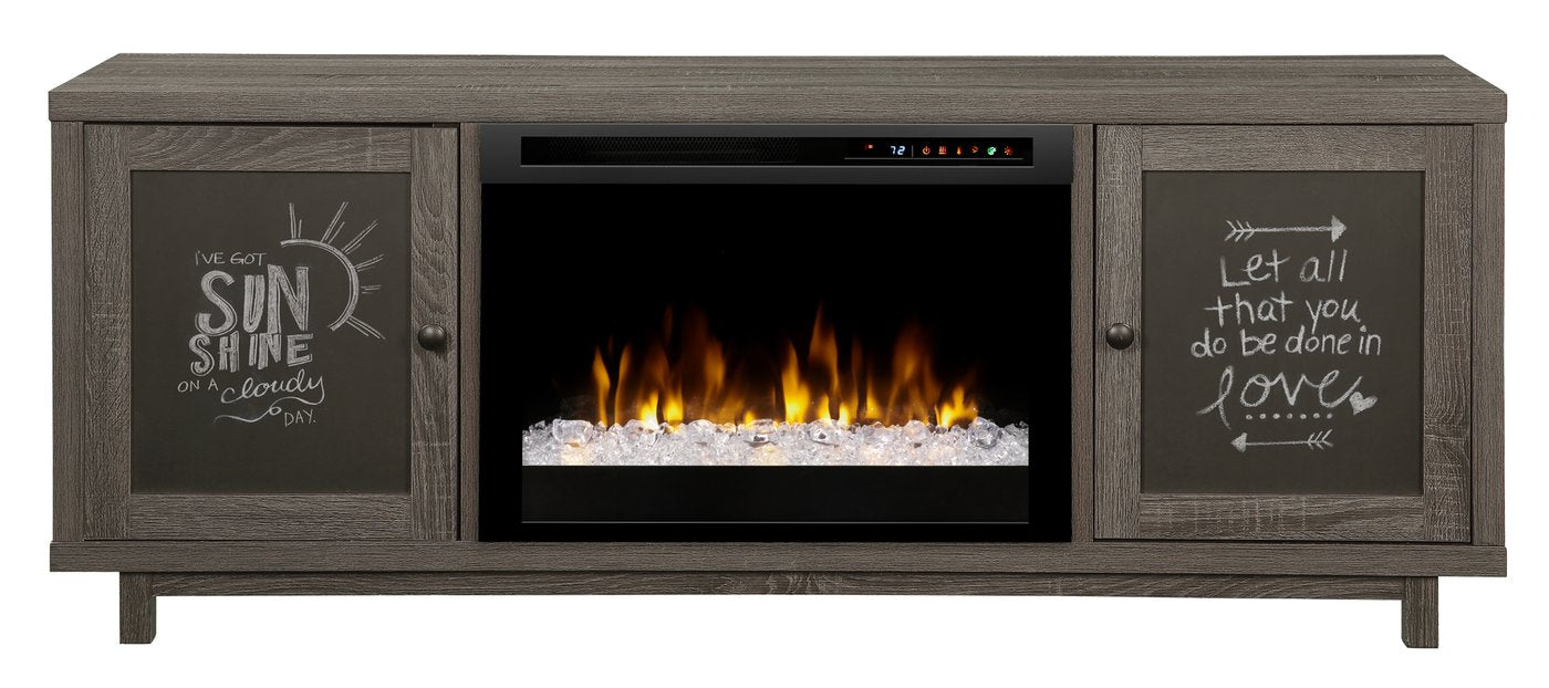 Jesse 65-Inch Electric Fireplace and Glass Ember Bed in Iron Mountain Grey with 26-Inch Media Console (GDS26G8-1908IM) - side view