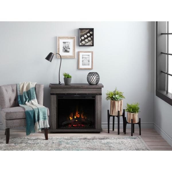 Morgan 32-Inch Mantel with a 23-Inch Electric Fireplace in Charcoal Oak (C3P23LJ-2085CO) - front view