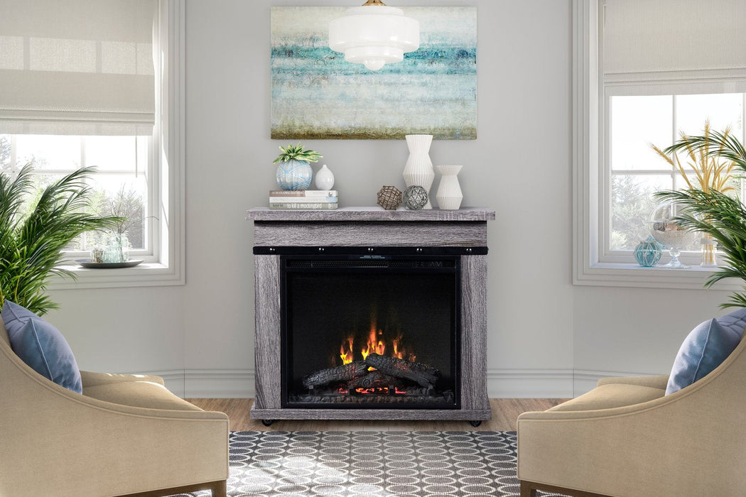 Morgan 32-Inch Mantel with a 23-Inch Electric Fireplace in Charcoal Oak (C3P23LJ-2085CO) - side view