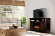 Xavier 56-Inch Electric Fireplace and Log Set in Warm Grainery Brown with 23-Inch Media Console (GDS23L8-1904GB) - back view