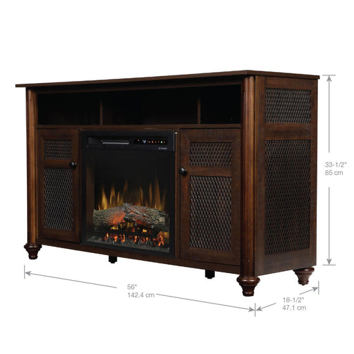 Xavier 56-Inch Electric Fireplace and Log Set in Warm Grainery Brown with 23-Inch Media Console (GDS23L8-1904GB) - angle view
