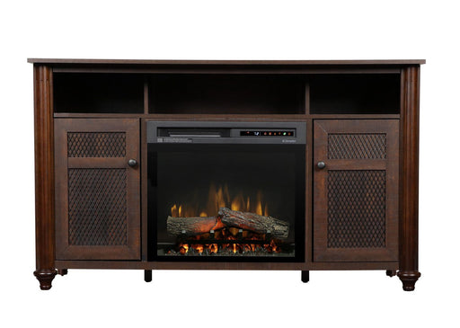 Xavier 56-Inch Electric Fireplace and Log Set in Warm Grainery Brown with 23-Inch Media Console (GDS23L8-1904GB) - front view