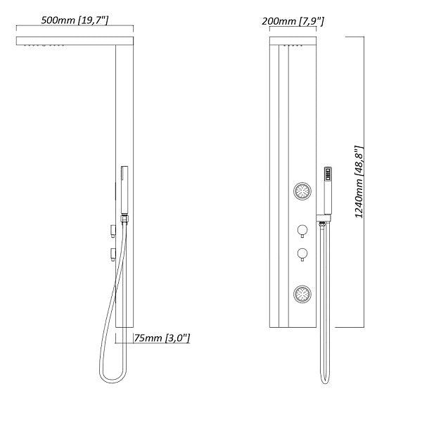 Dolce Luxury Shower Panel with Rainfall Showerhead, Body Jets, and Aromatherapy by Cascada Showers - Features