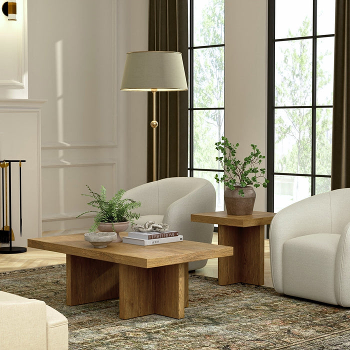 Alpine Furniture Cleo Donte Rectangular Coffee Table, Oak