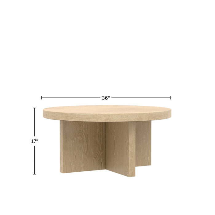 Alpine Furniture Cleo Donte Round Coffee Table, Natural