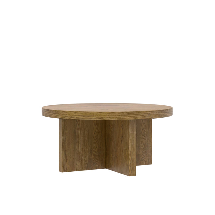 Alpine Furniture Cleo Donte Round Coffee Table, Oak