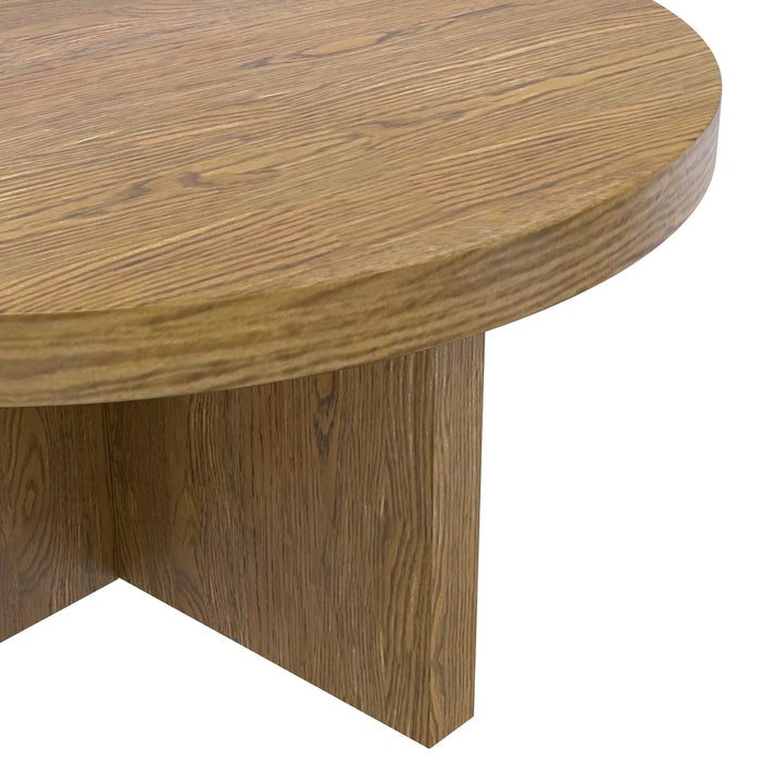 Alpine Furniture Cleo Donte Round Coffee Table, Oak