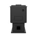 Drolet Escape 1200 N DB03183 wood stove rear view with top flue collar and pedestal base