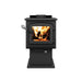 Drolet Escape 1200 N DB03183 wood stove front view with cast iron door and ceramic glass