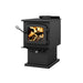 Drolet Escape 1200 N DB03183 wood stove three-quarter view from the right with door handle