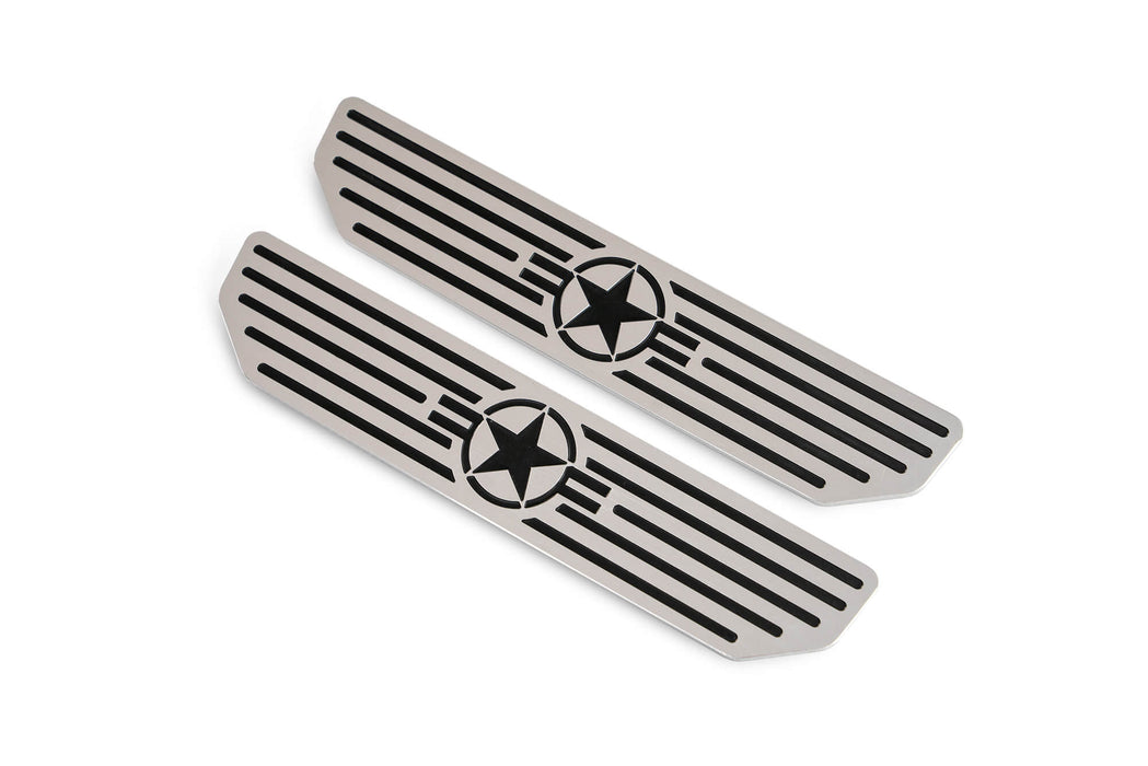 DV8 Offroad 2018-2026 Jeep Wrangler JL & Gladiator JT Sill Plates "Star Logo" Rear – on the trail, image 1 of 8