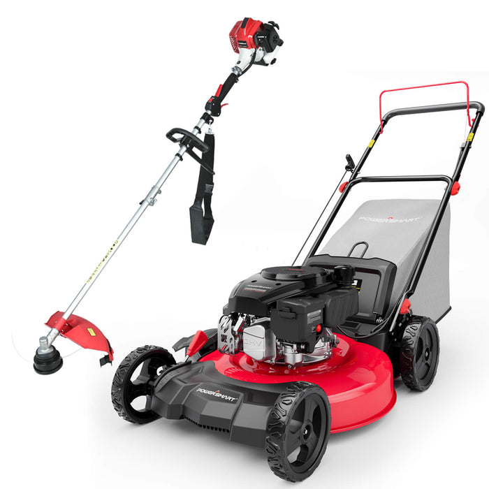 PowerSmart 21" 144cc Gas Push 3-in-1 Lawn Mower & String Trimmer Combo Kit DB8621P+PS4532