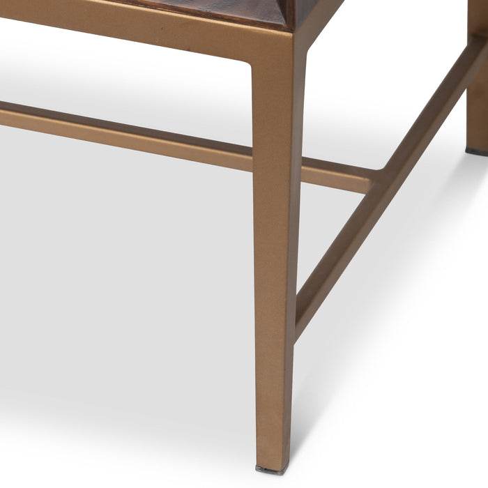 Park Hill Collection Addison Faux Bois Media Cabinet - Elegant Walnut Finish, Beechwood & Antique Brass Hardware Design