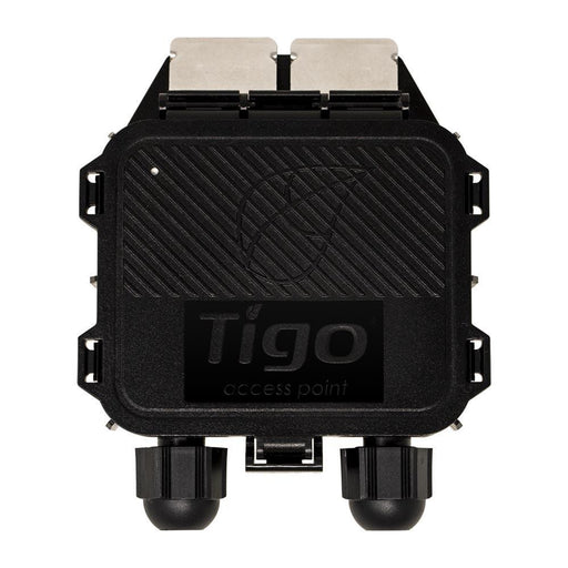 Tigo Access Point (TAP) - Tigo Access Point wireless communication module in black on a white background front facing. 