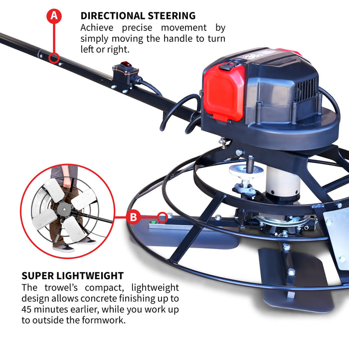 Tomahawk Power PRE ORDER: 30" Battery-Powered Portable Power Trowel with 18ft Bull Float Handle - View 9