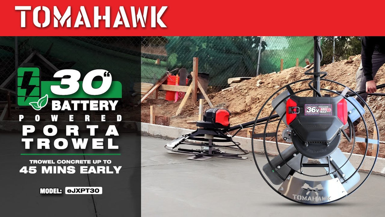 Tomahawk Power PRE ORDER: 30" Battery-Powered Portable Power Trowel with 18ft Bull Float Handle - Close-Up