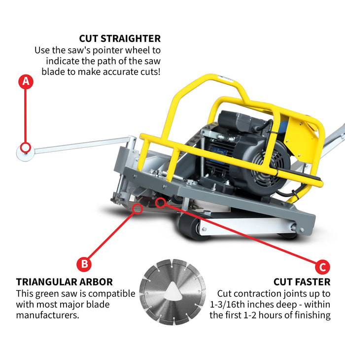 Tomahawk Power 6" Electric Early Entry Green Concrete Saw with 110V Motor - Detail View 3