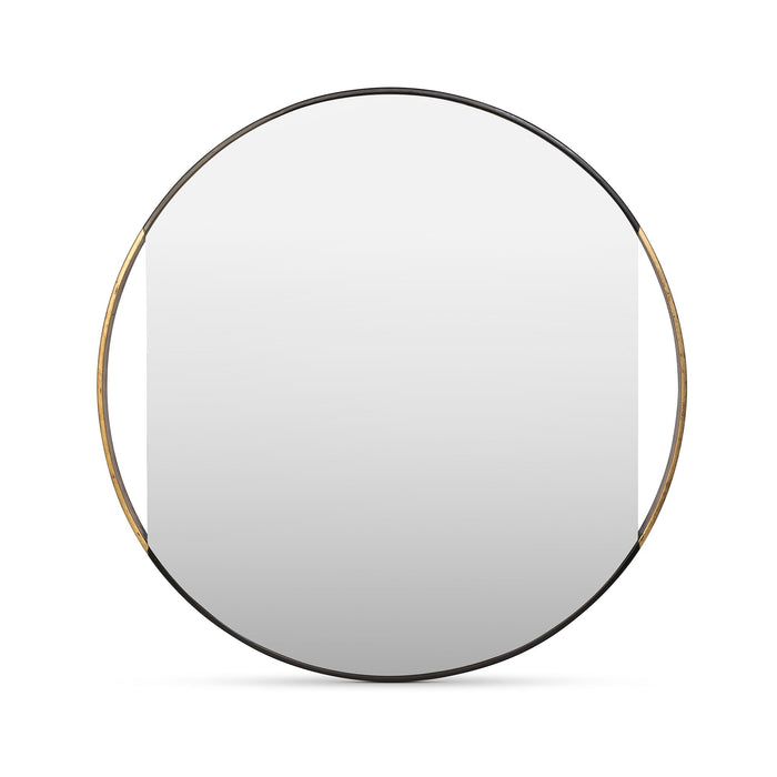 Park Hill Collection Clark Geometric Round Mirror with Antique Gold Rim - Elevate Your Modern Home Décor Today!