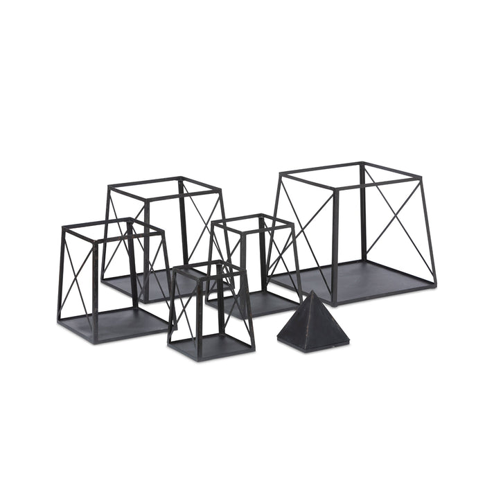 Park Hill Collection Stackable Antique Black Obelisk - Versatile Iron Display Shelf with Unique Tiers for Stylish Storage