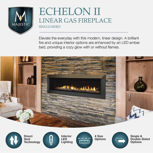 Majestic Echelon II 72" Top Direct Vent Fireplace With IntelliFire Touch Ignition System (NG) Majestic