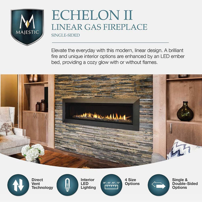 Majestic Echelon II 72" Top Direct Vent Fireplace With IntelliFire Touch Ignition System (NG) Majestic